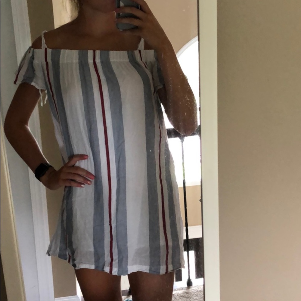 Red, White, and Blue Off the Shoulder Dress